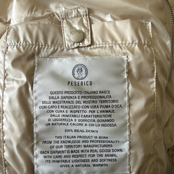 Peserico Cream Ecru Short-Sleeved Goose Down Puffer Jacket size 42 - Picture 10 of 13